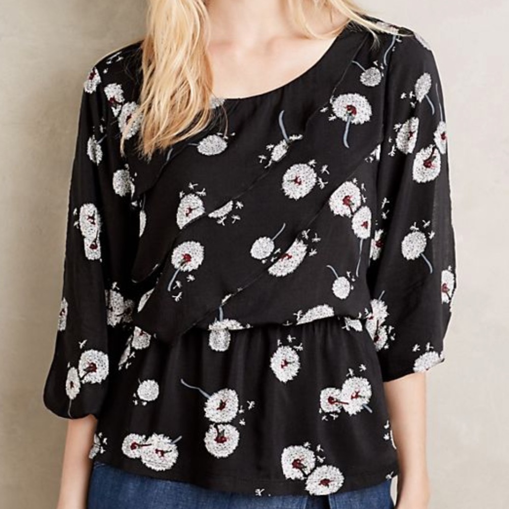 Anthropologie Deletta Wish Bloom Dandelion top, S